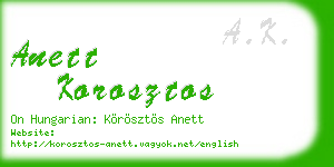 anett korosztos business card